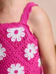 Maija Kids Maija Kids Young Girls' Summer Crochet Floral Sleeveless Romper - Multicolor - View 4