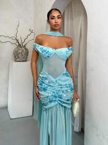 SHEIN SXY 女士蓝色亮片刺绣露肩拼接连衣裙，蓝色亮片连衣裙，浅蓝色亮片连衣裙，淡蓝色亮片连衣裙，蓝色闪亮连衣裙，浅蓝色闪亮连衣裙，约会之夜连衣裙，女士度假装，女士外出上衣，女士优雅连衣裙，乡村音乐会服装，女士性感夜店装，女士鸡尾酒会连衣裙，水蓝色亮片连衣裙，束身衣，女士音乐会服装，女士休闲连衣裙，锐舞派对服装，女士派对连衣裙，波西米亚风女装，性感连衣裙，女士早午餐服装，女士邮轮服装，仙女风，飘逸连衣裙，露肩连衣裙，闪亮连衣裙，串珠，仙女连衣裙，闪亮，性感连衣裙，水钻连衣裙，婚礼宾客连衣裙，薄荷绿连衣裙 - 藍色 - 查看 6