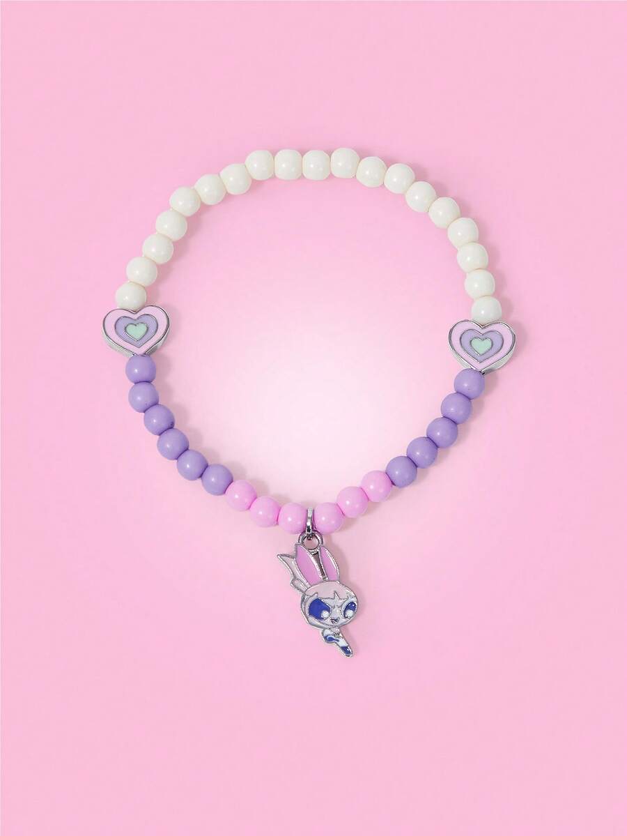 THE POWERPUFF GIRLS X SHEIN Vòng tay hạt màu họa tiết hoa - Nhiều màu - Xem 1