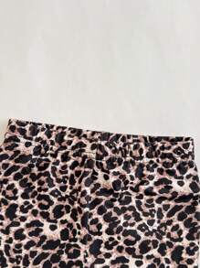 SHEIN 新生儿豹纹蝴蝶结羊毛连帽衫和紧身裤套装 女婴豹纹装 豹纹女婴装 蝴蝶结女婴装 秋季服装 - 彩色 - 查看 3