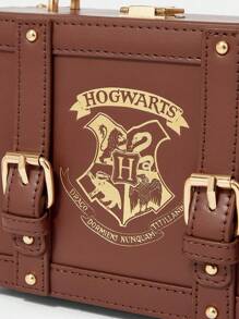 HARRY POTTER X SHEIN Letter & Badge Graphic Top Handle Bag - Coffee - View 6
