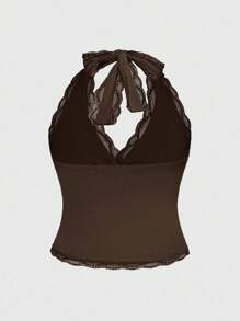 ROMWE Grunge Punk 大码女式蕾丝边 Y2K 露背吊带上衣