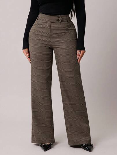 Radiana Women's High Waist Houndstooth Straight Loose Casual Pants,Business, Retro, Party, Resort, Outing, Old Money,Siren Coquettish, Prom, Ball, Valentine's Day, Cruise Attire, Commuting, Richly Layered, Date Night, Gathering, Minimalism, Birthday, Formal Event, Break, Modest, Chic, Casual, Shopping, Street Wear, Going Out, Coquette Plaid Pants Women Dress Pants High Waisted Pants Wide Leg Pants,Chic Pants For Women,Fall