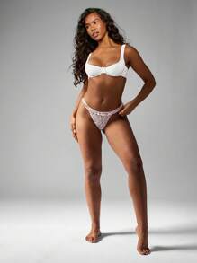 MISSGUIDED Áo ngực Balconette Bralette có gọng Áo ngực cổ tròn có đệm hỗ trợ thoải mái mặc hàng ngày Đồ lót mùa hè mùa xuân - trắng - Xem 5