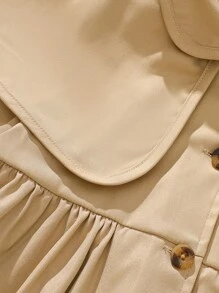 SHEIN 女宝宝时尚休闲百搭翻领风衣外套，适合秋冬日常穿着