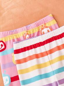 CoComelon X SHEIN Ensemble pyjama bébé fille avec Top et pantalon extensibles à motif de dessin animé mignon