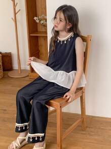 Hapijoa Tween Girls Daily Casual Denim Set - Blue - View 2