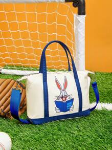 LOONEY TUNES X SHEIN Colorblock Cartoon Pattern Cute Top Handle Bag - Multicolor - View 1