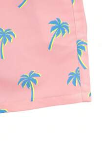 CoralVoy Herren Shorts mit Pflanzen-Muster, Tasche und Kordelzug Taille, geeignet für den Sommer - Pink - Übersicht 5