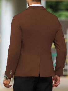Calvornis Men's Long Sleeve Lapel Neck Business Travel Classy Formal Blazer - Coffee Brown - View 2