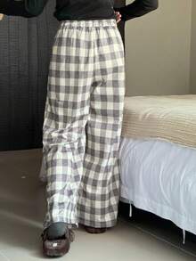 DAZY Tween Girls Casual Plaid Print Lounge Pants, For Everyday Wear Fall,Winter - Grey - View 5