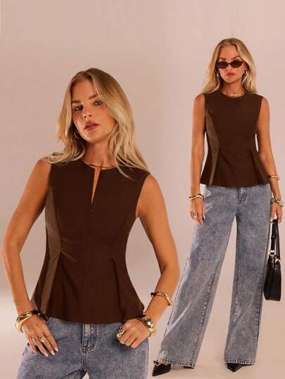 SHEIN Forever 21 Fall&Winter Halloween Christmas New Year Going Out Graduation Prom Elegant Formal Luxury Chic Business Casual Birthday/Office Outfits/Country Concert/Club Outfits Sexy/Western/Work Clothes/Streetwear/Vintage/Festival/Cocktail/Rave/Prom/Hawaii/Airport/Funny/Basic/Brunch Outfits/2000s Style/Bodycon/Old Money Style/Church/Homecoming/Classy/Party/Modest/Date Night/Autumn/Winter/Black PU Top