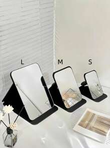 1 buc Oglindă de machiaj simplă pentru baie, Oglindă portabilă pentru birou, Oglindă cu suport pentru birou, Oglindă cosmetică portabilă, Oglindă de masă reglabilă, Oglindă pentru masă de toaletă pentru cămin studențesc, Decorațiune pentru casă, Decorațiune pentru cameră, Accesoriu de baie Decor pentru baie Organizator de machiaj de vară Accesorii de baie Înapoi la școală