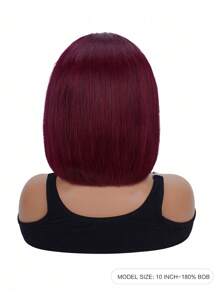 Tóc giả ren phía trước 99J Burgundy 13x4 Bob thẳng bằng tóc thật Tóc giả Bob màu đỏ 99J Tóc giả cho phụ nữ Tóc giả màu đỏ mật độ 180% Tóc thật được nhổ sẵn với tóc trẻ em - S99J - Xem 3