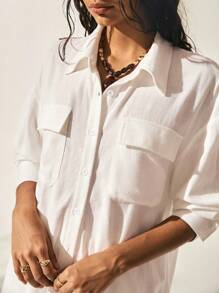 Easelle Casual Retro Loose Fit Straight Shirt & Suit Set For Women Co Ords Sets Women 2 Pieces Sets Woman F Caw F Shirt Women - White - View 6
