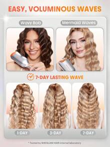 SHEGLAM HAIR Beach Babe Hair Waver, Ionic Hair Waver, Waver Curling Iron, rizador de cabello de 2 barriles con anti-escaldaduras, 50 millones de iones y 10 minutos de onda rápida, temporizador inteligente y temperaturas ajustables, herramienta para el cabello fácil de usar para mujeres - enchufe de EE. UU.