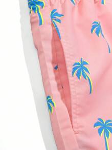 CoralVoy Herren Shorts mit Pflanzen-Muster, Tasche und Kordelzug Taille, geeignet für den Sommer - Pink - Übersicht 6