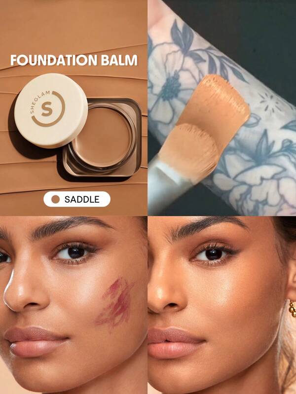 SHEGLAM Full Coverage Foundation Balm-Saddle Long Lasting Full Cover Poreless Flawless Non-Fading Oil-Control Sweat Proof Foundation Oil-Control Full Coverage Corrector Concealer Poreless Cover Blemish Non-Greasy Non-Caking Smoother-Looking Cream Foundation Smooth Foundation Graduation Birthday Holiday Summer Fall Autumn Y2K Fancy Fashion Women Makeup Cosmetic Party Beach Travel Camping Outdoors School Campus Trip Festivals Decor Gift Present Rose Girl Cosplay Best Color Charm Vibe
