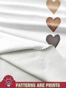 EMERY ROSE Versatile Gradient Heart Print Round Neck Pocket T-Shirt, Casual Minimalist Plus Size, Suitable For Summer Suitable For Going Out - White - View 3