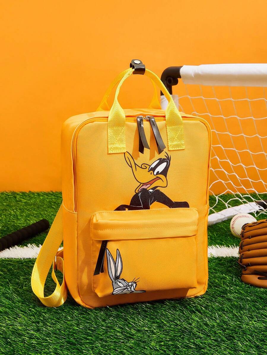 LOONEY TUNES X SHEIN Women's Fashion Cartoon Pattern Yellow Backpack - Orange - View 1