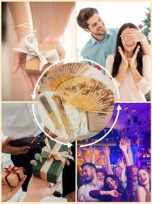 1 件复古折扇，流苏手持竹扇，海棠扇，竹扇，画扇，折叠手持扇，婚礼手持扇，派对手持扇，装饰扇，优雅休闲风格，母亲节礼物，生日礼物， - 彩色 - 查看 4