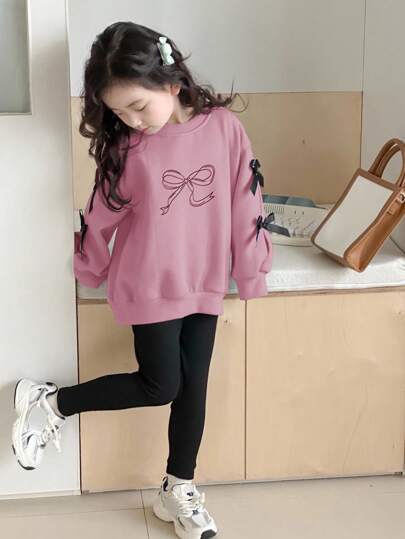 Dazy Kids 2pcs/Set Girls (Small) Round Neck Knit Butterfly Print Outfit