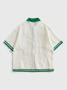 ROMWE MEN Street Life Men's Vacation Floral Decor Contrast Trim Short Sleeve Cardigan