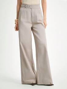 Daynim Women's Solid Color Fold Pleated Casual & Work Wear Denim Pants Wide Leg Jeans Flared Jeans Women Jeans Bell Bottom Jeans High Waisted Jeans