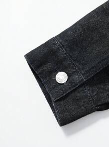 Manfinity Homme Men's Vintage Black Short Denim Jacket, American Style, Autumn/Spring - Black - View 7