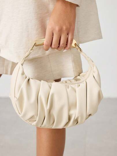 SHECARRY 女士时尚百搭简约褶饰手提包