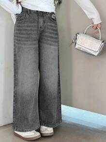 Dazy Kids 青少年女孩休闲牛仔裤 - 灰色 - 查看 5