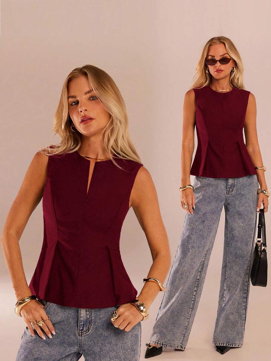 SHEIN Forever 21 Mùa Thu & Đông Halloween Giáng Sinh Năm Mới Đi chơi Lễ tốt nghiệp Dạ hội Thanh lịch Trang trọng Sang trọng Sành điệu Công sở Thường ngày Sinh nhật/Văn phòng/Nhạc đồng quê Buổi hòa nhạc/Câu lạc bộ Gợi cảm/Miền Tây/Công sở/Thời trang đường phố/Cổ điển/Lễ hội/Cocktail/Rave/Dạ hội/Hawaii/Sân bay/Vui nhộn/Cơ bản/Bữa sáng muộn/Phong cách những năm 2000/Phong cách quý tộc/Nhà thờ/Lễ hội trường/Sang trọng/Tiệc tùng/Kín đáo/Hẹn hò/Mùa Thu/Mùa Đông Áo có khóa kéo phía trước - Màu Đỏ Sâu - Xem 1