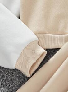 Women's Zip-Up Bomber Jacket With Contrast Sleeves And Pleated Mini Skirt Set - Khaki - View 8