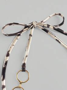 ROMWE Hippie 女士Y2K性感露脐上衣，二合一毛绒豹纹面料钩编细节吊带上衣 - 棕色 - 查看 3