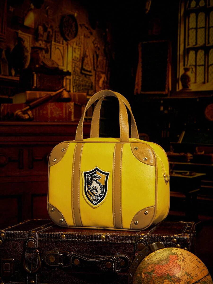 HARRY POTTER X SHEIN 女士撞色徽标贴片时尚单肩包