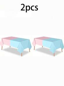 1pc/2pcs/4pcs Disposable Gender Reveal Party Supplies Plastic Gender Reveal Tablecloths Waterproof Pink And Blue Tablecloth For Birthday Shower Party Decorations - Multicolor - View 7