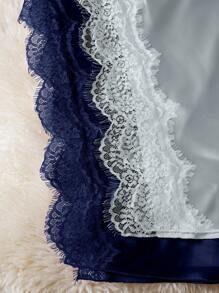 Sleeveless Multicolor Satin Sleep Dress With Lace Trim And Elegant Silky Finish Satin Dress Silky Dress Lace Trim Dress Slip Dress Cowl Neck Dress - Multicolor - View 4