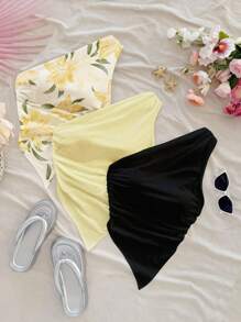 Soleia Set de 3 blusas casuales con estampado floral, adecuadas para el verano - Multicolor - Ver 5