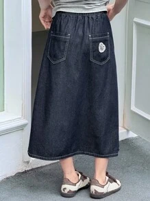 Dazy Kids Falda vaquera de ajuste holgado de unicolor para niñas preadolescentes en verano