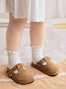 Cozy Pixies 轻便时尚百搭棕色可爱熊图案休闲一脚蹬平底婴儿拖鞋，春夏季 - 棕色 - 查看 2