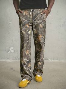 Manfinity EMRG Men's Baggy Straight Leg Sweatpants, Going Out Vintage Long Baggy Sweatpants, For Husband, Boyfriend Gifts, For Rave