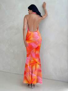 Aloruh 女式休闲全印花垂坠领长裙 - 彩色 - 查看 2