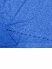 EMERY ROSE 女士休闲纯色V领T恤 - 寶藍色 - 查看 6