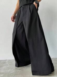 Claim Dot Quần váy 2 trong 1 Manfinity Hypemode Niche Design, quần ống rộng dáng suông kiểu Nhật màu tối dành cho nam, thích hợp cho mùa thu đông, quà tặng bạn trai, quà Giáng sinh. - màu đen - Xem 6