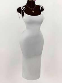 Amplova Plus Size Women Generous Open Shoulder Bowknot Backless Ruched High Slit Bodycon Maxi Dress