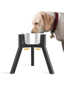 金属升高狗碗架，适用于超大型犬和大型犬，宽度可调，适合 7-10.6 英寸狗粮和水碗，单个高升高狗碗架（不含碗） - 彩色 - 查看 7