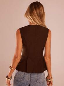 SHEIN Forever 21 春夏女士浪漫/舞会/正式/生日/90 年代/商务休闲女士/优雅/西部装/外出/时尚/休闲/Y2k/俱乐部/办公室/鸡尾酒会/复古/狂欢节/有趣/优雅/老钱/街头服饰/度假/乡村音乐会/工作/端庄/春假/单身派对/音乐会上衣 - 棕色 - 查看 2