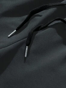 Manfinity Hypemode Men's Solid Color Front Tie Pocket Casual Shorts, Daily Wear, Casual - Dark Grey - View 4