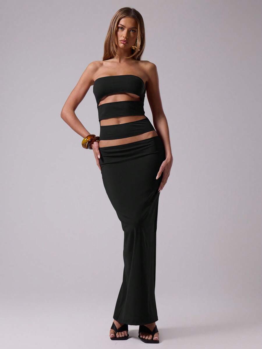 MUSERA Đầm quây không tay ôm sát, thanh lịch, với chi tiết cắt xẻ táo bạo, thích hợp cho mùa xuân hè, đi club, nghỉ lễ, bãi biển Ibiza, đám cưới, tiệc mùa thu. Đầm maxi quây không dây ôm sát, với chi tiết cắt xẻ táo bạo, thích hợp cho mùa xuân hè, các cuộc đua ngựa, kỳ nghỉ, đám cưới, lễ tốt nghiệp, đầm dài gợi cảm. - màu đen - Xem 1