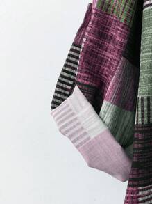 EMERY ROSE Plus Size Women's Plaid Lapel Long Sleeve Open Front Casual Shirt - Multicolor - View 3